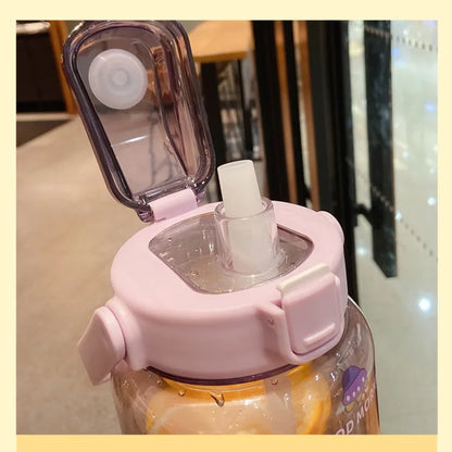 2L Sports Water Bottle with Straw Portable Large Capacity Water bottles Fitness Bike Cup Summer Cold Water Jug with Time Marker