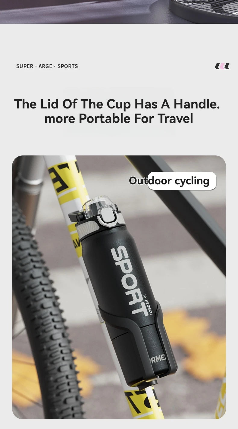 Insulated Water Bottle Thermal Stainless Steel Leak-proof Vacuum Flask Rope with Cup Portable Hiking Cycling