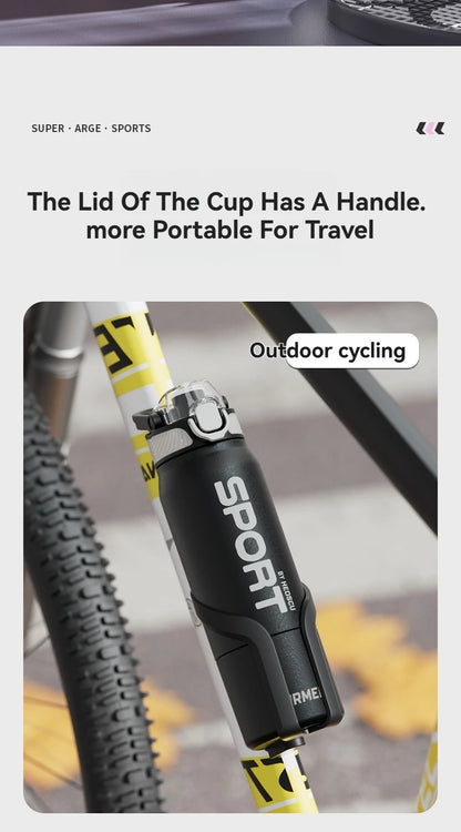 Insulated Water Bottle Thermal Stainless Steel Leak-proof Vacuum Flask Rope with Cup Portable Hiking Cycling