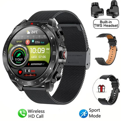 2024 TWS 2-in-1 Bluetooth Earphones  Smart Watch Bluetooth Call GPS Motion Trajectory HIFI 9D Sound Quality  Smartwatch
