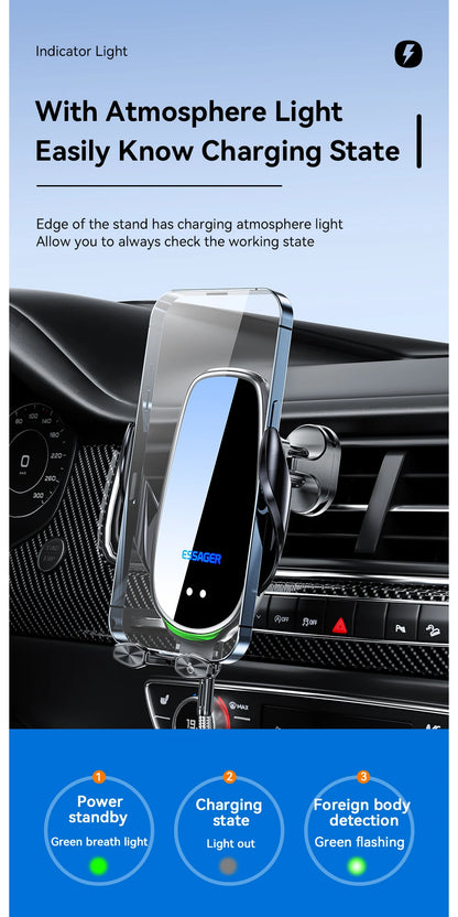 Essager Qi 15W Wireless Charger Car Phone Holder In Car Air Vent Mount For iPhone 14 13 12 X Pro Max Fast Charging