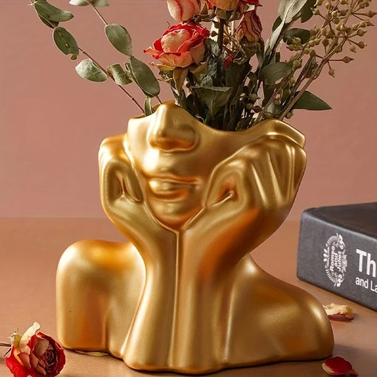 Charming Face Vase Nordic Style Flower Vase Can Add Water Three Colors