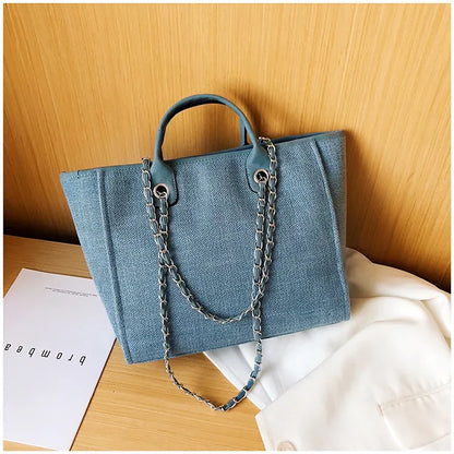 Fashion Make Up Designer Big Women's New Korean Fashion Casual Large Capacity Shoulder Crossbody Chain Tote Bag