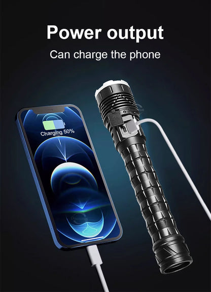 Most Powerful High Power Led flashlight 1000000LM XHP360 Rechargeable Led Flashlight Zoom Outdoor Tactical Lantern Hunting Torch