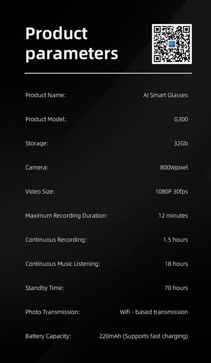 AI Smart Camera Glasses 6K HD 800W pixel Shooting Camera Photo Video Voice Call Translation Waterproof Bluetooth AI Glasses
