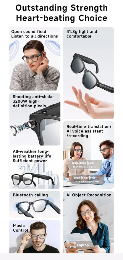 Xiaomi AI Smart Glasses 8-megapixel Camera Mini Camera Bluetooth Call Sunglasses Shooting Audio Listening Music Camera Glasses