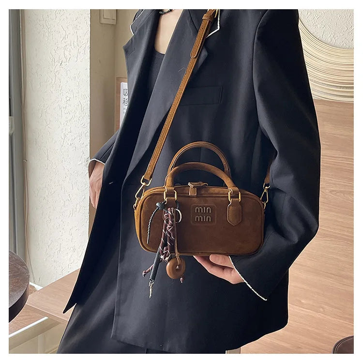 2025 New Fashionable dull Polish bag portable women's full retro crossbody bag shoulder bag popular