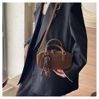 2025 New Fashionable dull Polish bag portable women's full retro crossbody bag shoulder bag popular