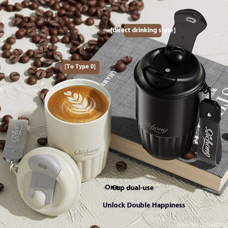 410ml Ceramic Liner Thermos Coffee Cup Double Wall Stainless Steel Vacuum Insulated Thermos For Coffee Thermal Mug Tumbler Gift