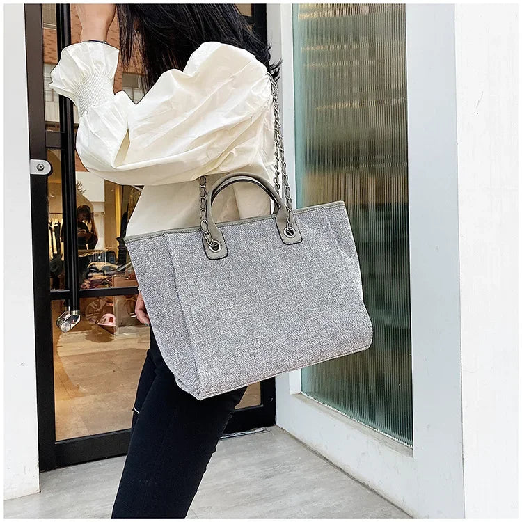 Fashion Make Up Designer Big Women's New Korean Fashion Casual Large Capacity Shoulder Crossbody Chain Tote Bag