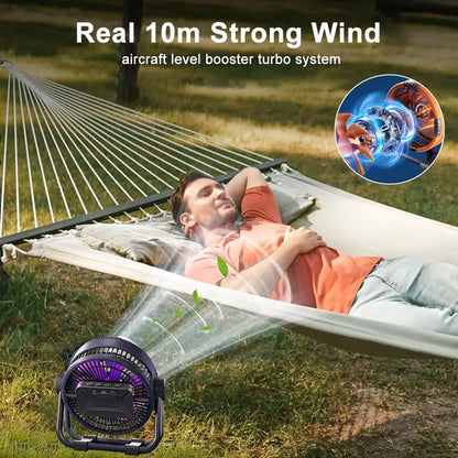 20000mAh Camping Fan Rechargeable Portable Outdoor Camping Ceiling Fan Wireless Tent Fan with Hook and Light Air Circulators