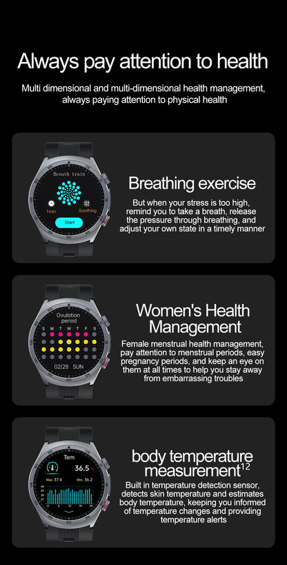 Airbag Smart Watch  2025 New Health watch men Air pump True Accurately Blood Pressure watches Uric Acid Blood Lipids