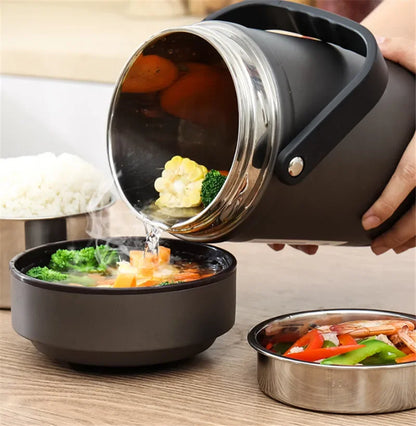 304 Thermal insulation Thermos Food Container Lunch Box Stainless Steel School Bento Box Storage Portable rice box Dinnerware