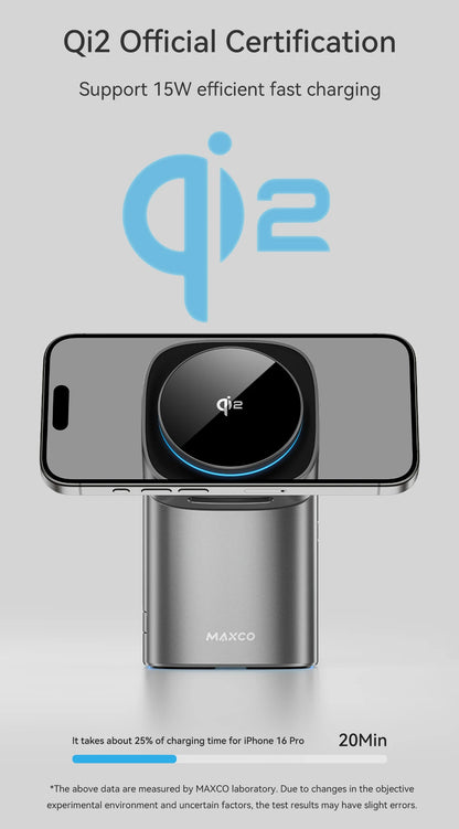 MAXCO Qi2 Magnetic Wireless Charger Fast Charger 3-in-1 Intelligent Fast Charging 15W for IPhone 15/16/17 for iwatch & AirPods