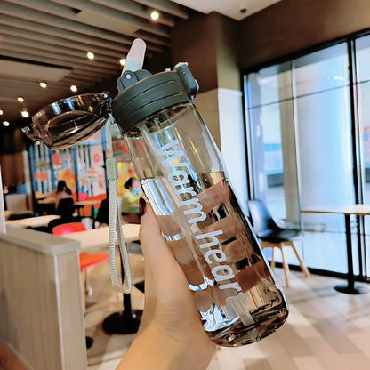 800ml Sports Water Bottle with Straw Plastic Water Bottles with Scale Leak Proof Drinking Bottles For Outdoor BPA Free Drinkware