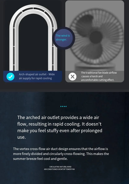 Bladeless Fan Portable Air Conditioner LED Display Desktop Bladeless Cooler Cooling Fans Tower Air Cooler for Office Bedroom