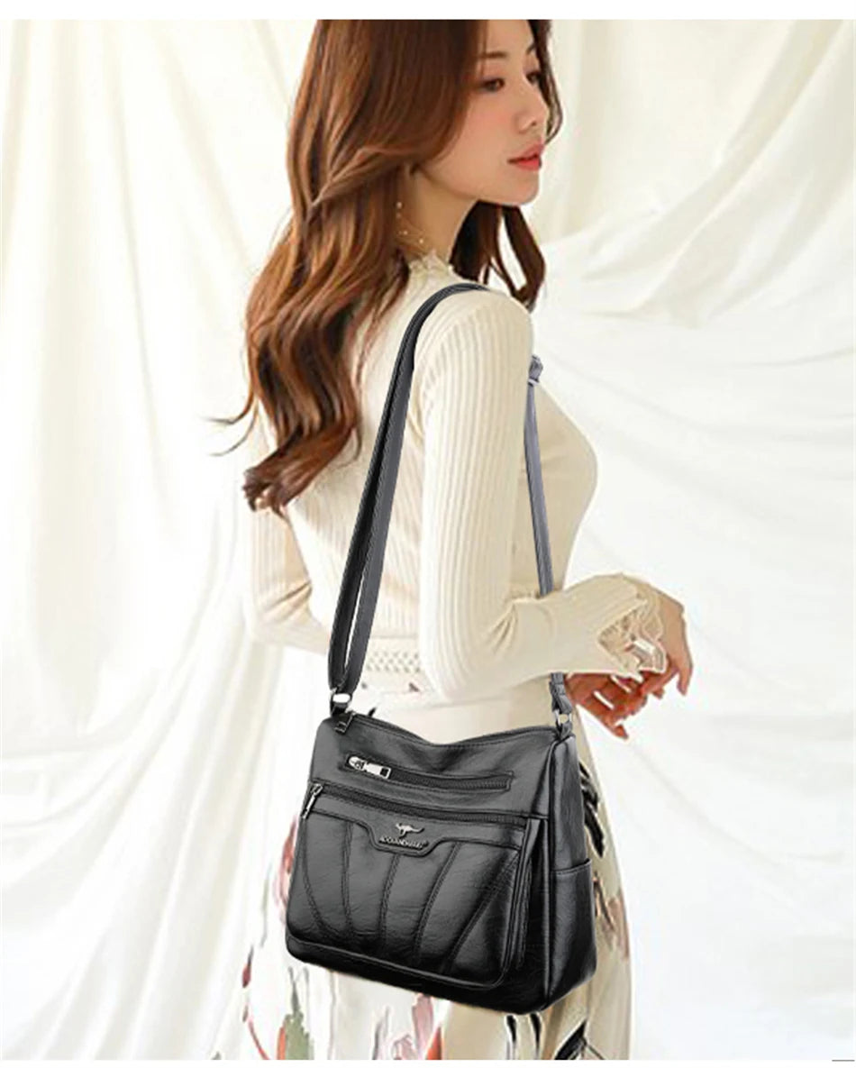 Soft Leather Women Bag Branded Designer Ladies Handbag Purses, Luxury Female Shoulder Bag Large Capacity Crossbody Bags Sac