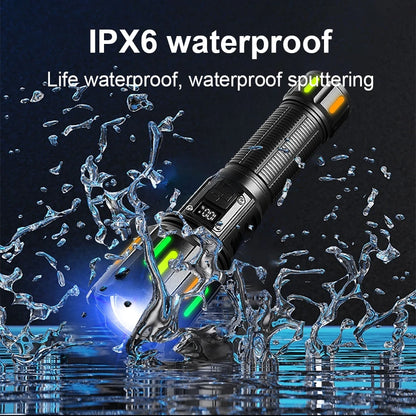 Super Powerful LED Flashlight 1000000LM High Power Torch Strong Light 800W Led Flash Light Rechargeable Hunting Tactical Lantren