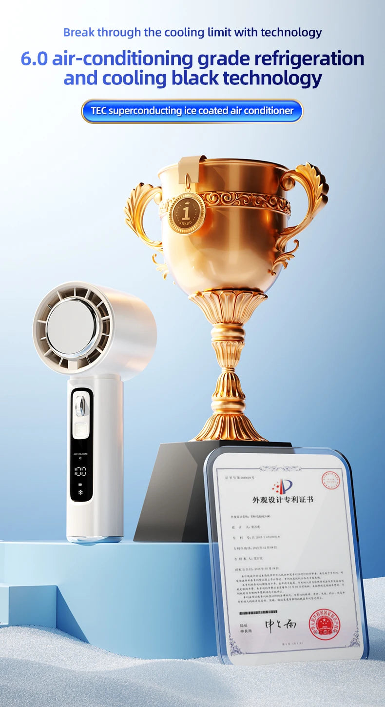 2024 New Semiconductor Refrigeration High-speed Handheld Electric Fan 4000mAh USB Portable Rechargeable Outdoor Small Fan