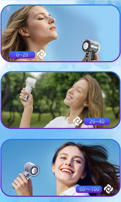 2025 Portable Handheld Fan - 100-Speed Turbo Cooling, 3000mAh Rechargeable, High Wind Outdoor Mini Fan with Adjustable Airflow