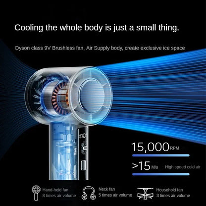 Handheld Fan Charging Portable Mini Fan Long Battery Life USB Digital Display 100-speed Handheld High-Speed Turbofan