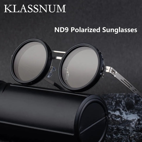 ND9 Adjustable Dimming Sun Glasses Polarized Sunglasses Men Women Retro Round Fishing Eyeglasses Outdoor Shades UV400 Glasses