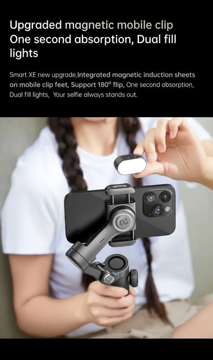AOCHUAN 3-Axis Handheld Gimbal Stabilizer for Smartphone with Fill Light for iPhone Android Face Tracking Vlog