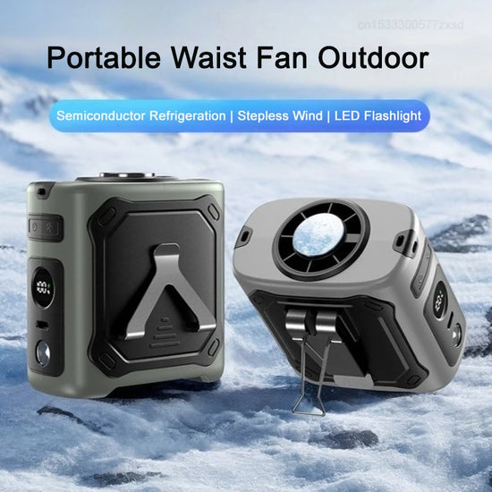 Portable Waist Fan / Neck Fan Stepless Wind Strong Airflow Clip Fan with LED Flashlight Hanging Neck Fan for Sports Outdoor Work