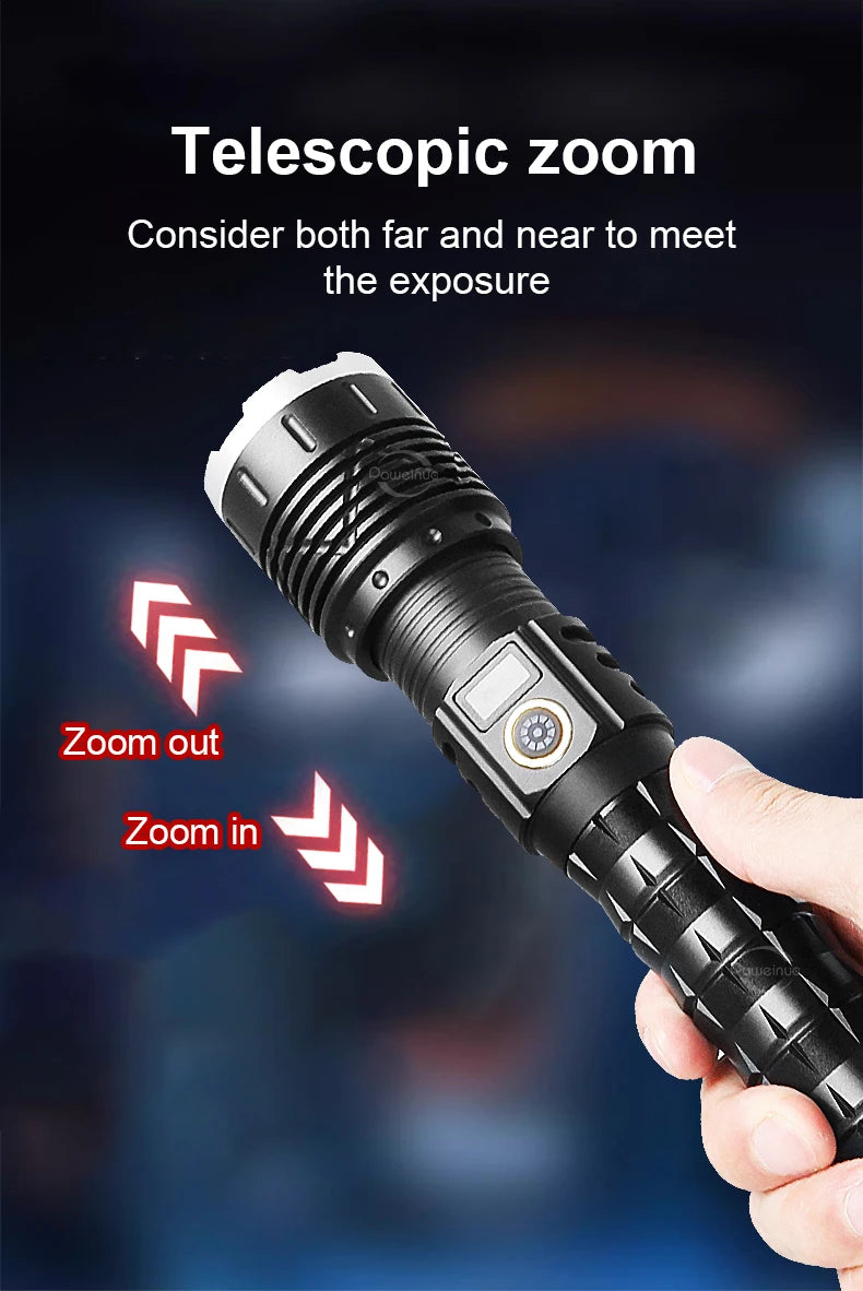 Most Powerful High Power Led flashlight 1000000LM XHP360 Rechargeable Led Flashlight Zoom Outdoor Tactical Lantern Hunting Torch