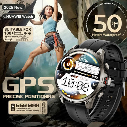 2025 New Premium GPS Smart Watches Outdoor Altimeter Barometer AMOLED Screen Built-in GPS Compass Military Sports Smartwatch Men