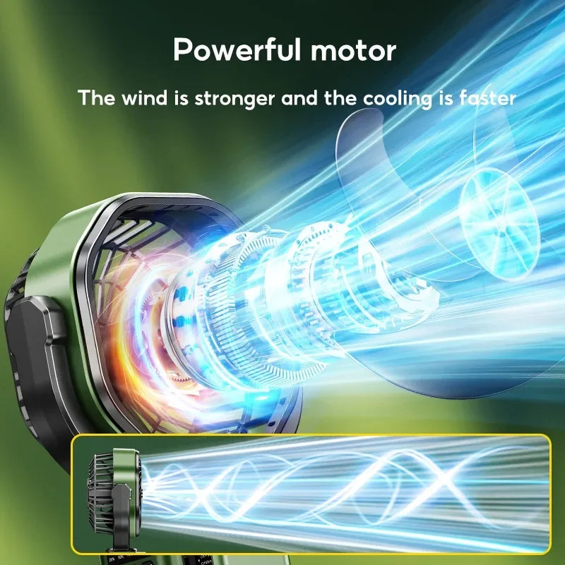Eary Camping Solar Fan With 6000mAh Battery Powered Tent Camp Fan With Light 4 Speed Wind Adjustable Air Cooling Fan For Outdoor