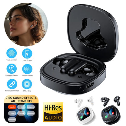 LX-60 Full Touch Screen Headphones ANC Bluetooth 5.4 Noise Cancelling Earphones HiFi Stereo Wireless In-Ear ENC Earbuds With Mic