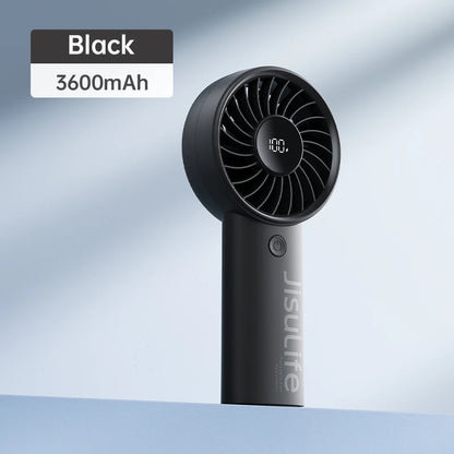 JISULIFE Handheld Fan,5 Levels of Strong Wind,Safety Lock,5000mAh Battery,LED Display,USB Rechargeable,Summer Personal Fan