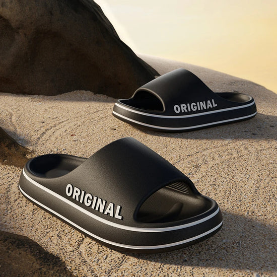 Women Slippers Beach Slides Solid Color , Mens Thick Sole Indoor Bathroom Anti Slip Shoes Summer Couple Sandals