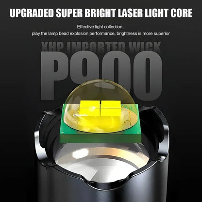 Heinast 1000LM Powerful LED Flashlight Display TYPE-C Rechargeable Light Telescopic Zoom Torch Outdoor Camping Fishing Lantern