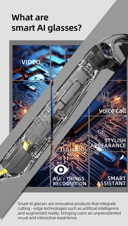 AI Smart Camera Glasses 6K HD 800W pixel Shooting Camera Photo Video Voice Call Translation Waterproof Bluetooth AI Glasses