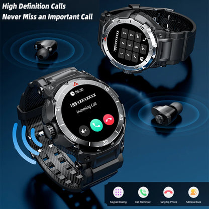 2025 New Smart Watch TWS 2-in-1 Wireless Headphone Music Call Men SmartWatch Health Monitoring Waterproof Sports Watch