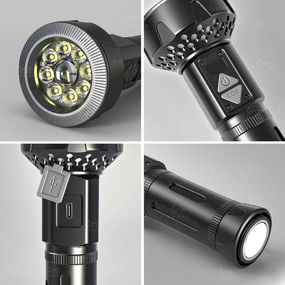 High Power LED Flashlights Built-in battery USB Rechargeable Strong Hand Light Multifunctional Torch Lamp For Emergency Camping