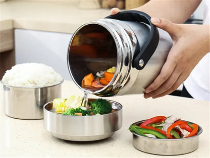 304 Thermal insulation Thermos Food Container Lunch Box Stainless Steel School Bento Box Storage Portable rice box Dinnerware