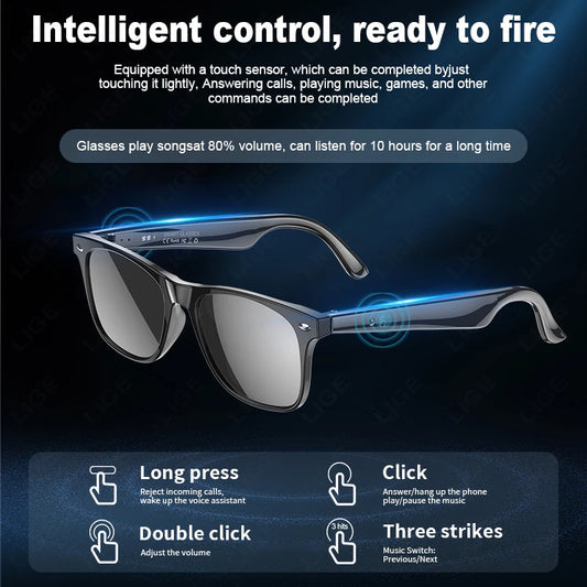 AI Smart Translate Sunglasses Bluetooth Call Noise Canceling Music Play BT Call Translate Smart Glasses for Studying, Traveling