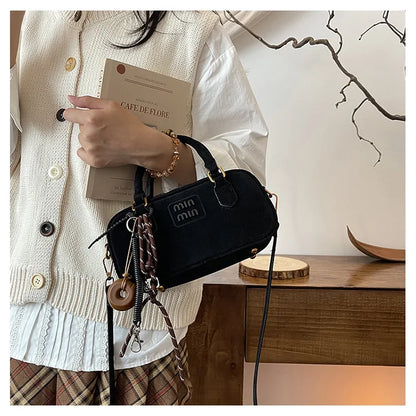 2025 New Fashionable dull Polish bag portable women's full retro crossbody bag shoulder bag popular