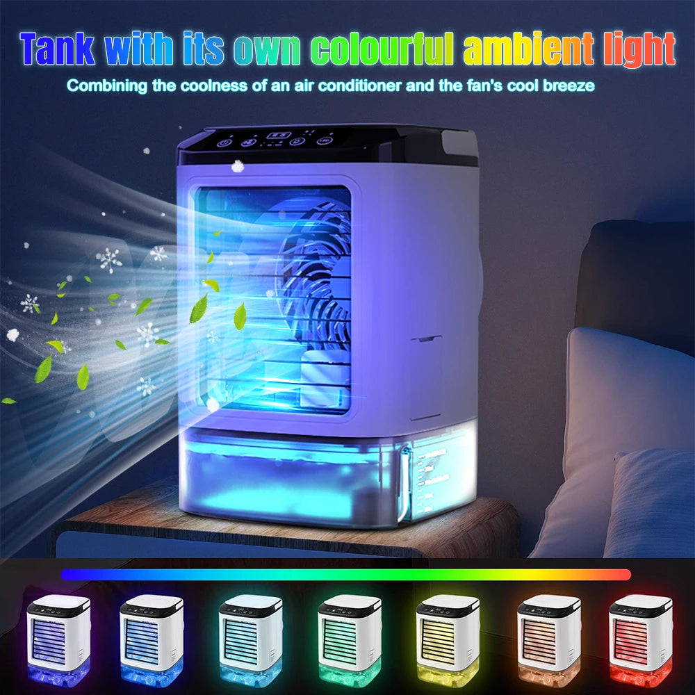 Air Cooler Portable Spray Air Conditioner Fan 3 Speeds Rechargeable USB Ultrasonic Double Atomization Desk Air Cooler For Office