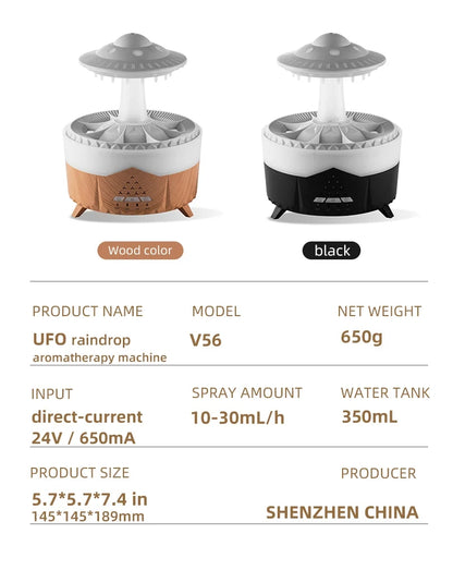 Rain Cloud Night Light Humidifier With Raining Water Drop Sound And 7 Color Led Light Essential Oil Diffuser Aromatherapy
