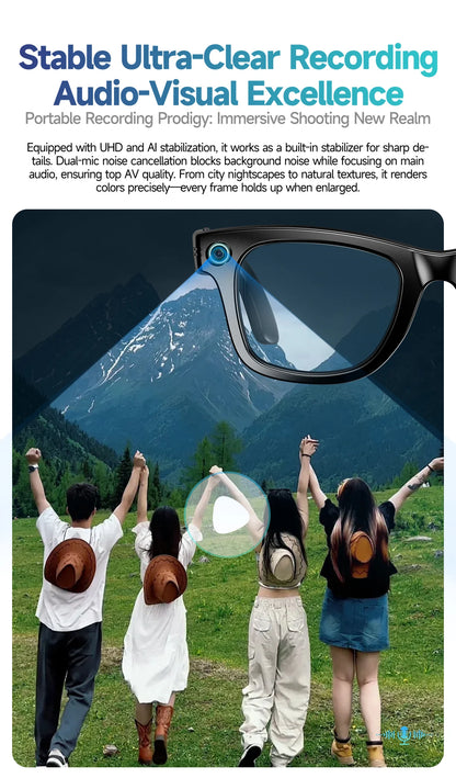LIGE 800W Pixels Smart Glasses Recording Videos AI Photo Recognition Answer Translation 270mAh IP65 Waterproof Bluetooth Glasses