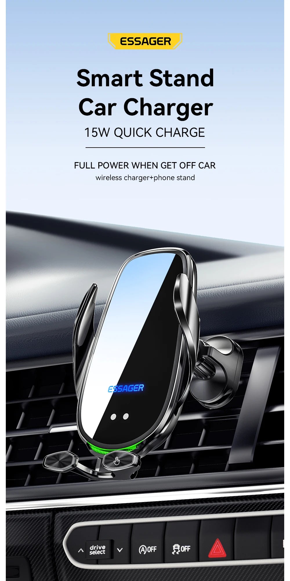 Essager Qi 15W Wireless Charger Car Phone Holder In Car Air Vent Mount For iPhone 14 13 12 X Pro Max Fast Charging