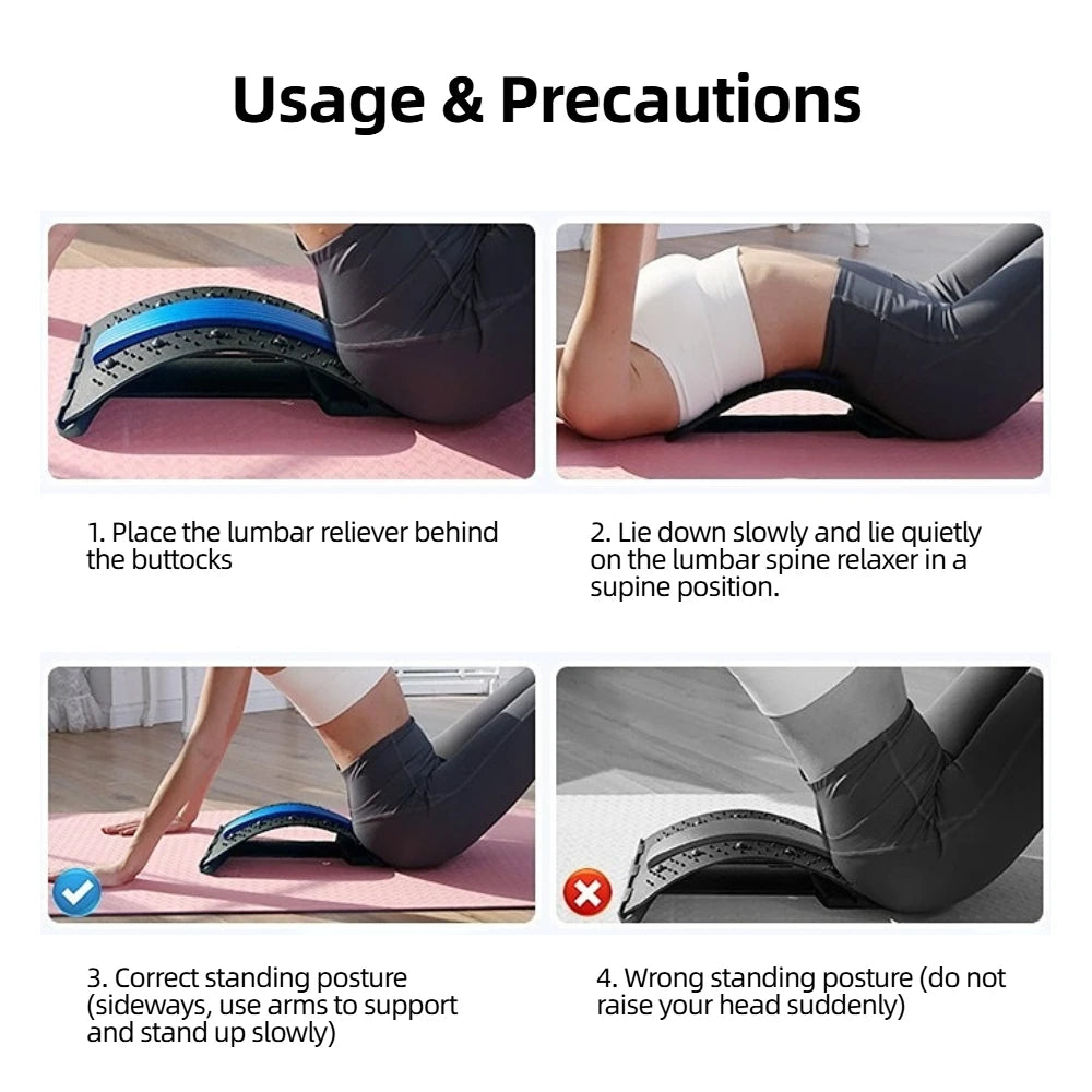 Back Stretcher Multi-Level Adjustable Massager Waist Neck Fitness Lumbar Cervical Spine Cervical Spine Support Massager Lying