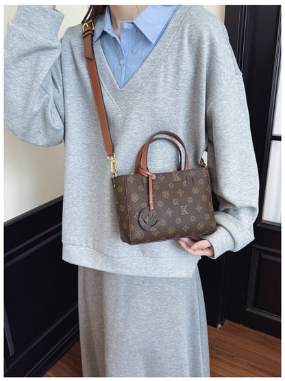 Classic Leather Tote Bag For Ladies, Shoulder Strap And Spacious, Elegant Popular Handbag By Luxury Brand For Women
