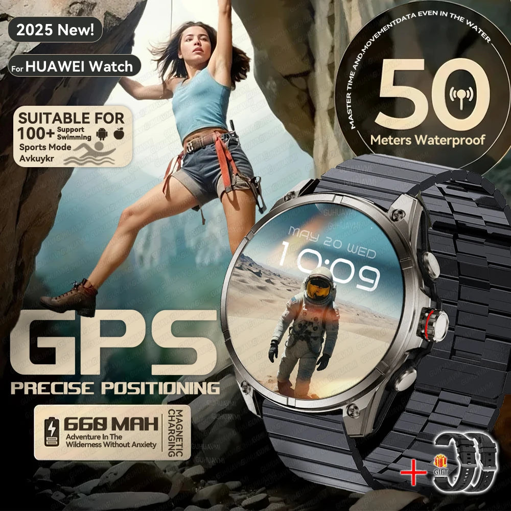 2025 New Premium GPS Smart Watches Outdoor Altimeter Barometer AMOLED Screen Built-in GPS Compass Military Sports Smartwatch Men