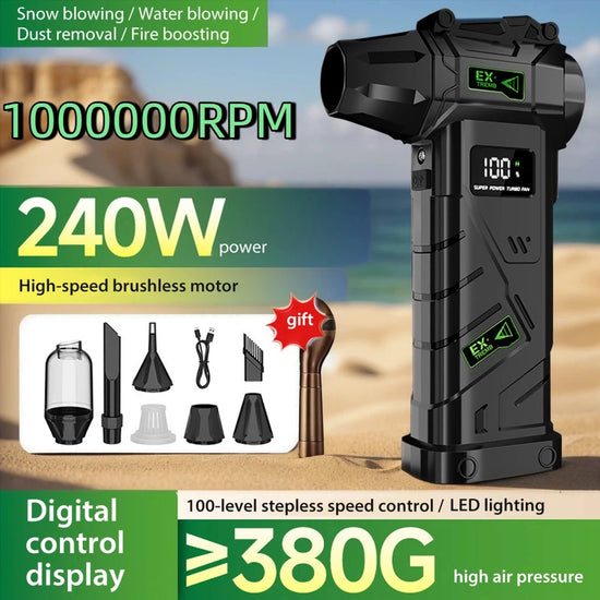 Powerful Violent Fan 990000RPM Turbo Air Blower 380G Thrust High Speed Brushless Turbo Jet Blower With LED Lighting