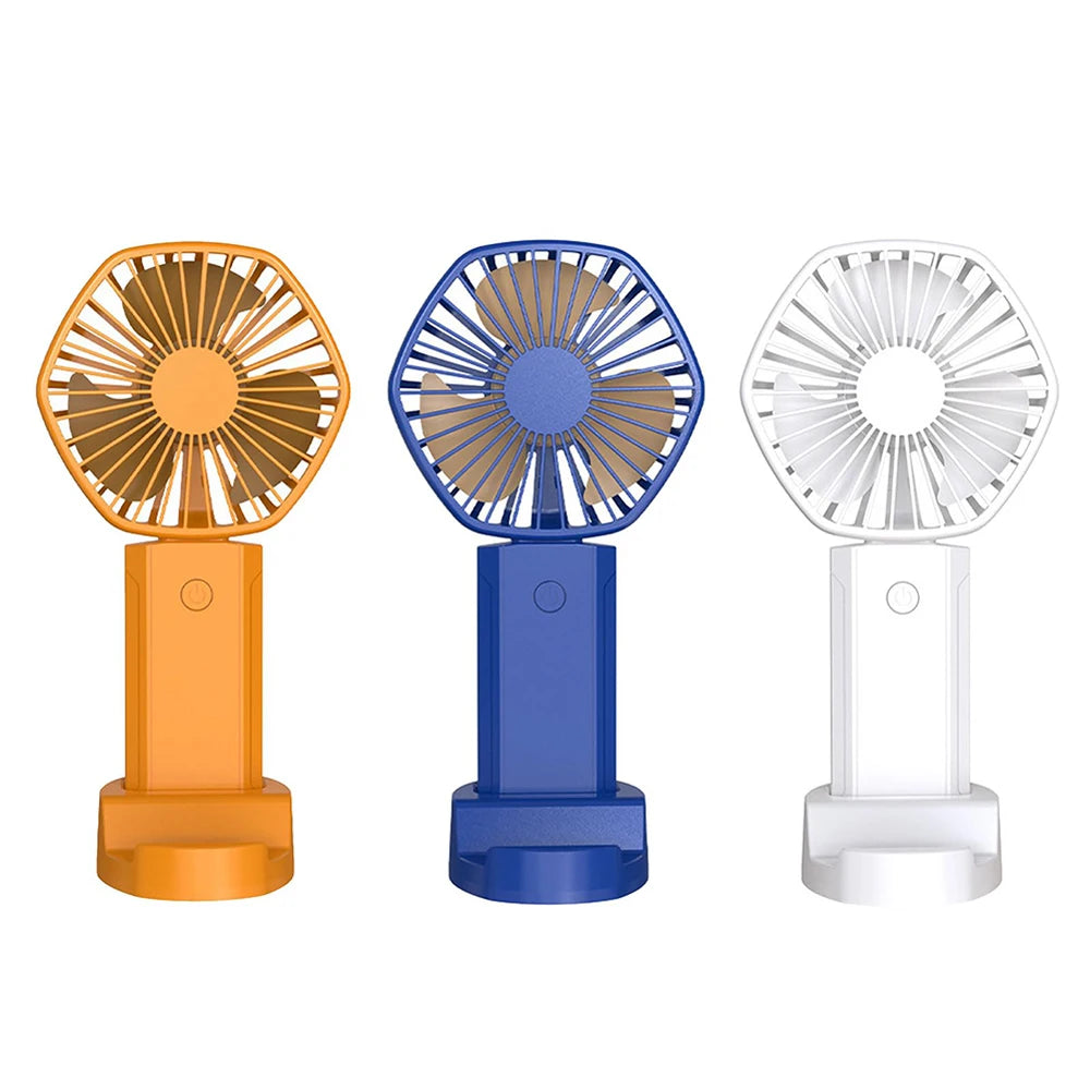 Handheld Mini Fan Portable Neck Hanging Fans USB Rechargeable Fan with Phone Stand 500mAh Suitable for Women Travel Outdoor Use